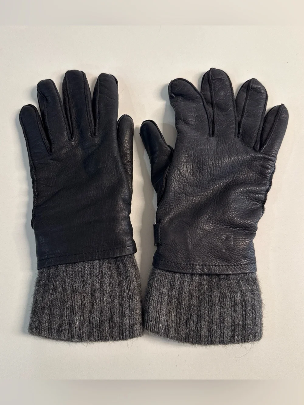Eddie Bauer Women’s Deerskin Knit Linner Wool Black Gloves Size M
